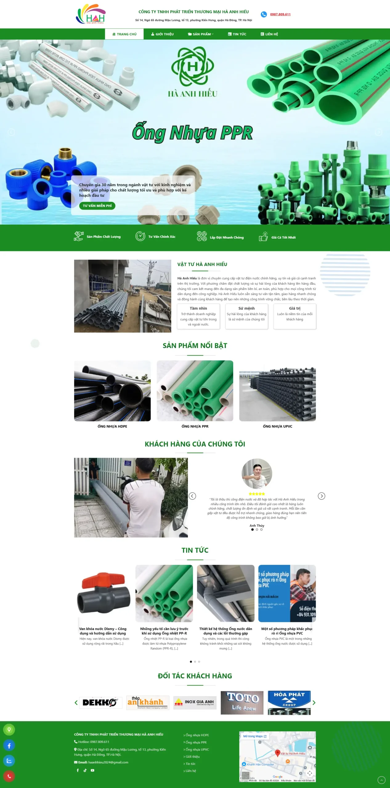 Dự án thiết kế website CT TNHH PT TM HÀ ANH HIẾU - N3Tech