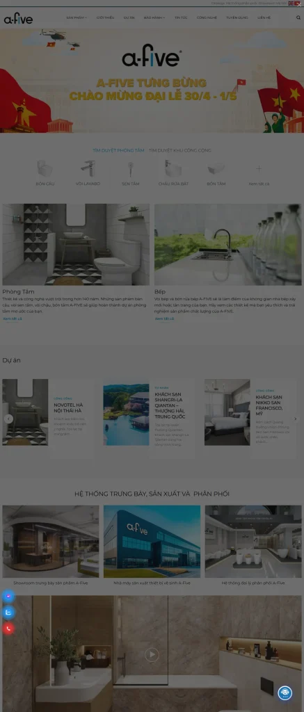 Dự án thiết kế website Afive Vietnam chuẩn SEO uy tín N3Tech dạng cuộn