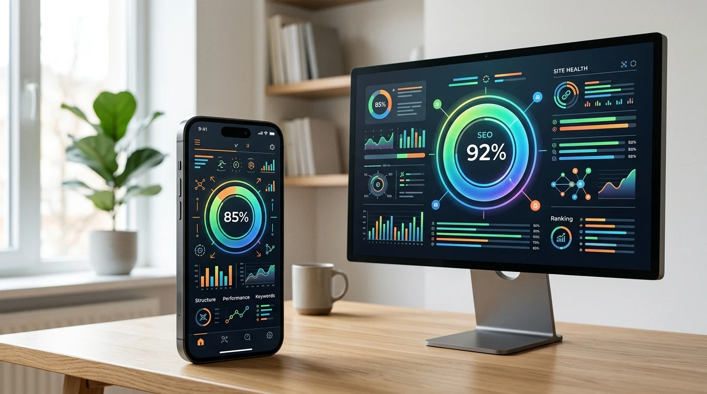 Giao diện điểm Rank Math SEO xanh tối ưu hiển thị mượt mà trên di động tại Cửa Lò