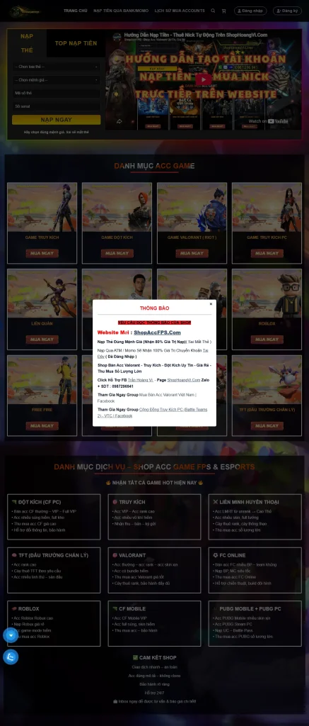 Dự án thiết kế website Shop Ac Game VN chuẩn SEO uy tín N3Tech dạng cuộn
