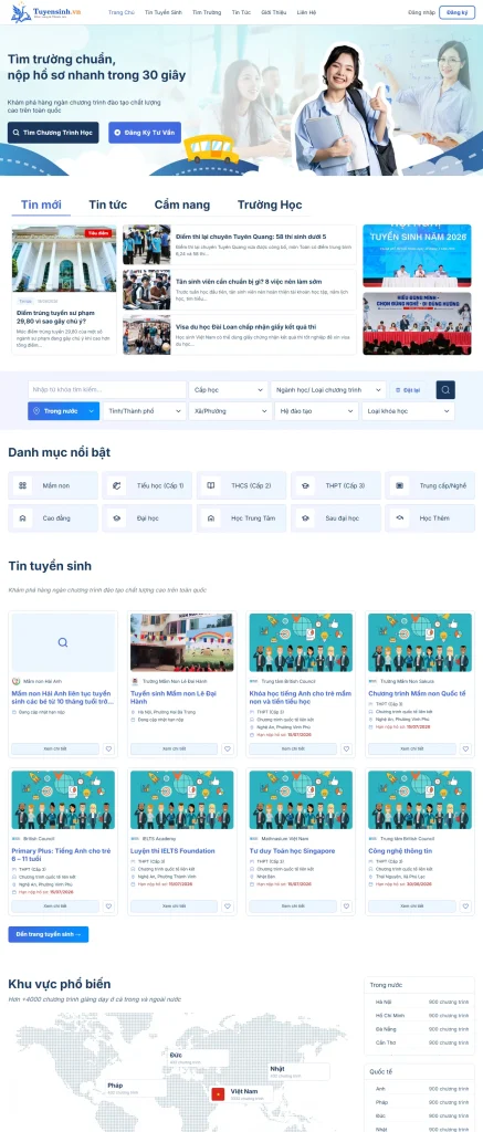 Dự án thiết kế website Tuyển Sinh VN chuẩn SEO uy tín N3Tech dạng cuộn