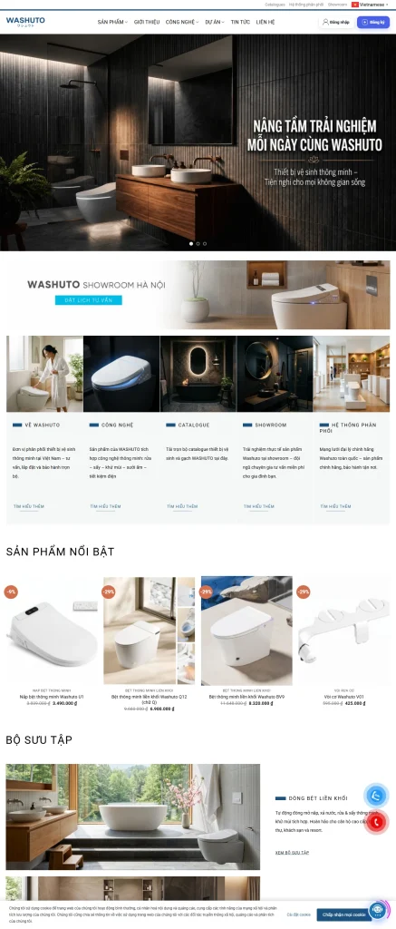 Dự án thiết kế website Washuto chuẩn SEO uy tín N3Tech dạng cuộn